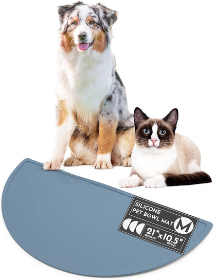 Should We Go? Waterproof Silicone Dog Food Mat – Large Size Non-Slip Pet Bowl Mat, Raised Edge Design, Easy-To-Clean Pet Food Placemat for Dog & Cat Bowls, 28" across X 14" Deep - Ocean Blue12