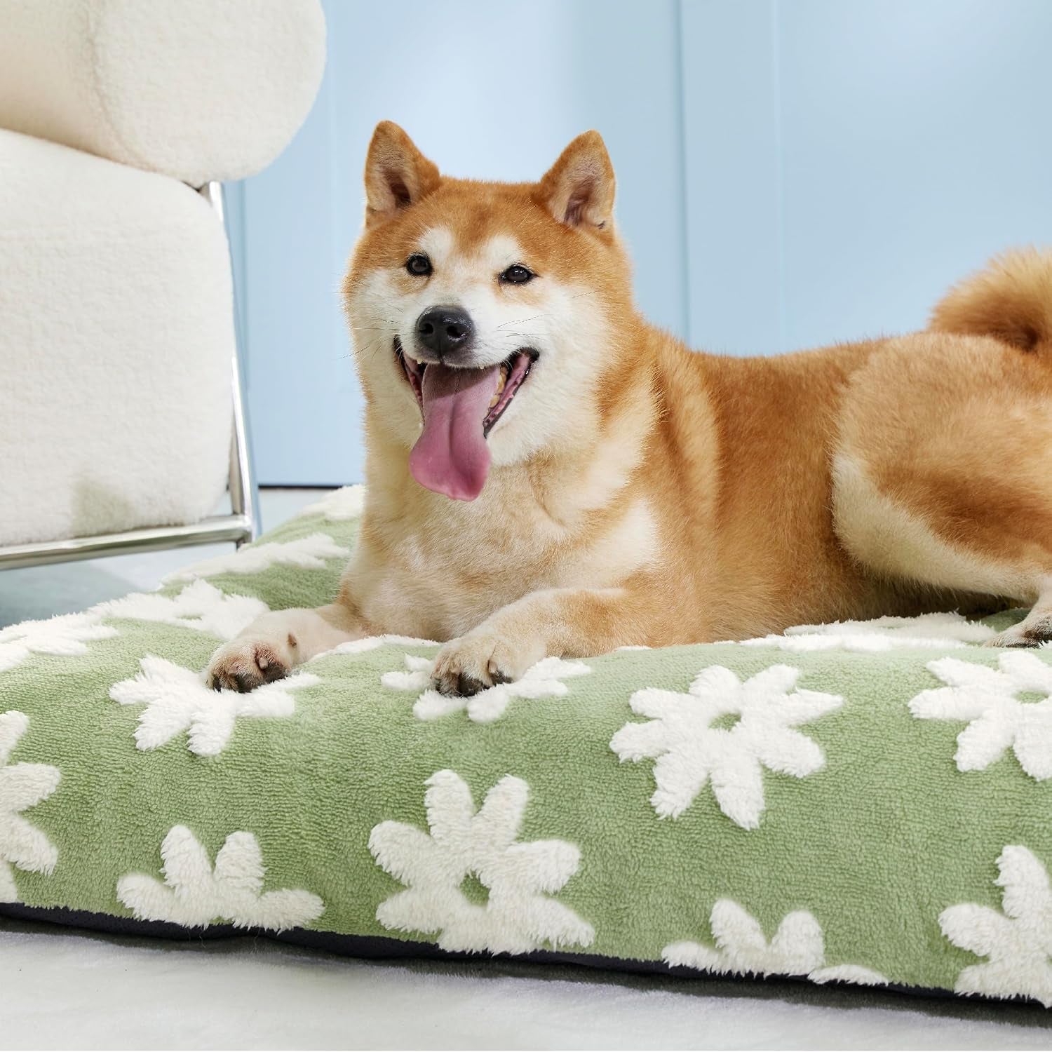 le-sure-cute-aesthetic-dog-bed-for-crate-jacquard-thick-pet-pillow-35x22-shredded-chopped-foam-modern-plush-crate-cushion-gift-for-large-dog-waterproof-washable-cover-nonslip-bottom-green
