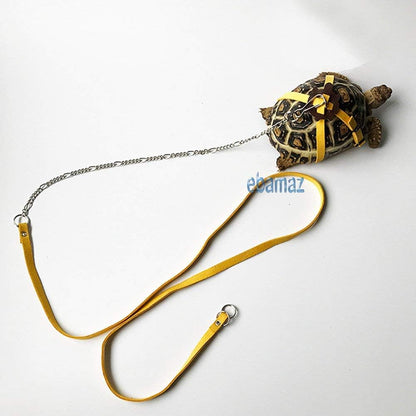 Leather Harness Strap for Tortoise/Turtle Reptile Animals Size M | Crawling Pet Walking Training Control Rope Chest Collar2