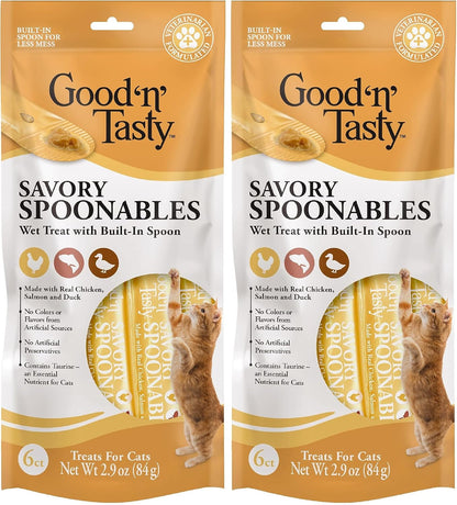 Good ‘N’ Tasty Savory Spoonables with Real Duck, Beef & Rabbit, 6 Count Tube, Triple Flavor Squeezable Lickable Wet Treats for Cats with Built-In Spoon for Less Mess11