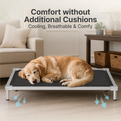 Elevated Dog Bed Medium Size Dog, Chew Proof Aluminum Alloy Heavy Duty Dog Supplies Cooling Raised Pet Cot Indestructible with Anti-Rust Washable Assembly for Crate Outdoor-40.6"X 28.7" X 7"5