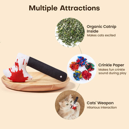 Potaroma 4Pcs Cat Toys, Horror Halloween Knife-Shaped Kitten Catnip Crinkly Sound Toys, Indoor Exercise for All Cat Breeds 6.5 Inches | Crinkly Sound Toys, Indoor Exercise for All Cat Breeds 6.5 Inches2