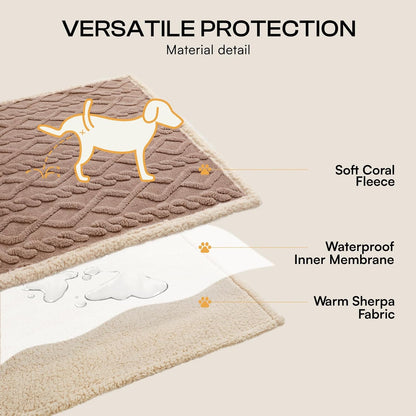 Luciphia Waterproof Pet Blanket, Liquid Pee Proof Dog Blankets for Sofa Bed Couch, Reversible Sherpa Fleece Furniture Protector Cover for Small Medium Large Dogs Cats,Khaki Small（40" X 28"）3