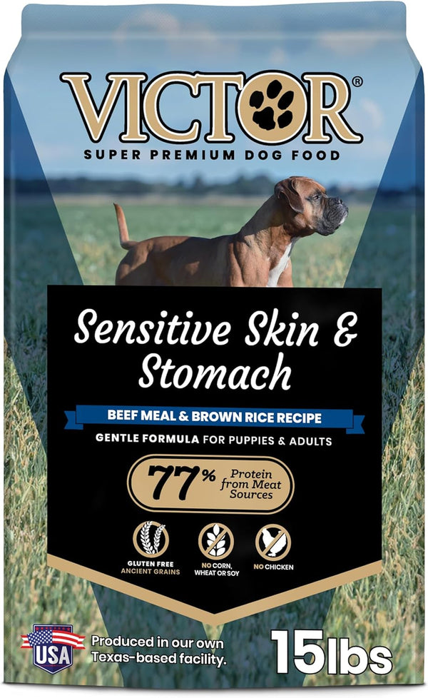 VICTOR Super Premium Dog Food — Sensitive Skin and Stomach — Salmon Meal & Brown Rice Recipe Dry Kibble — Gluten Free, No Chicken, Ideal for Dogs with Allergies — Adult and Puppy Food, 5 Lb14