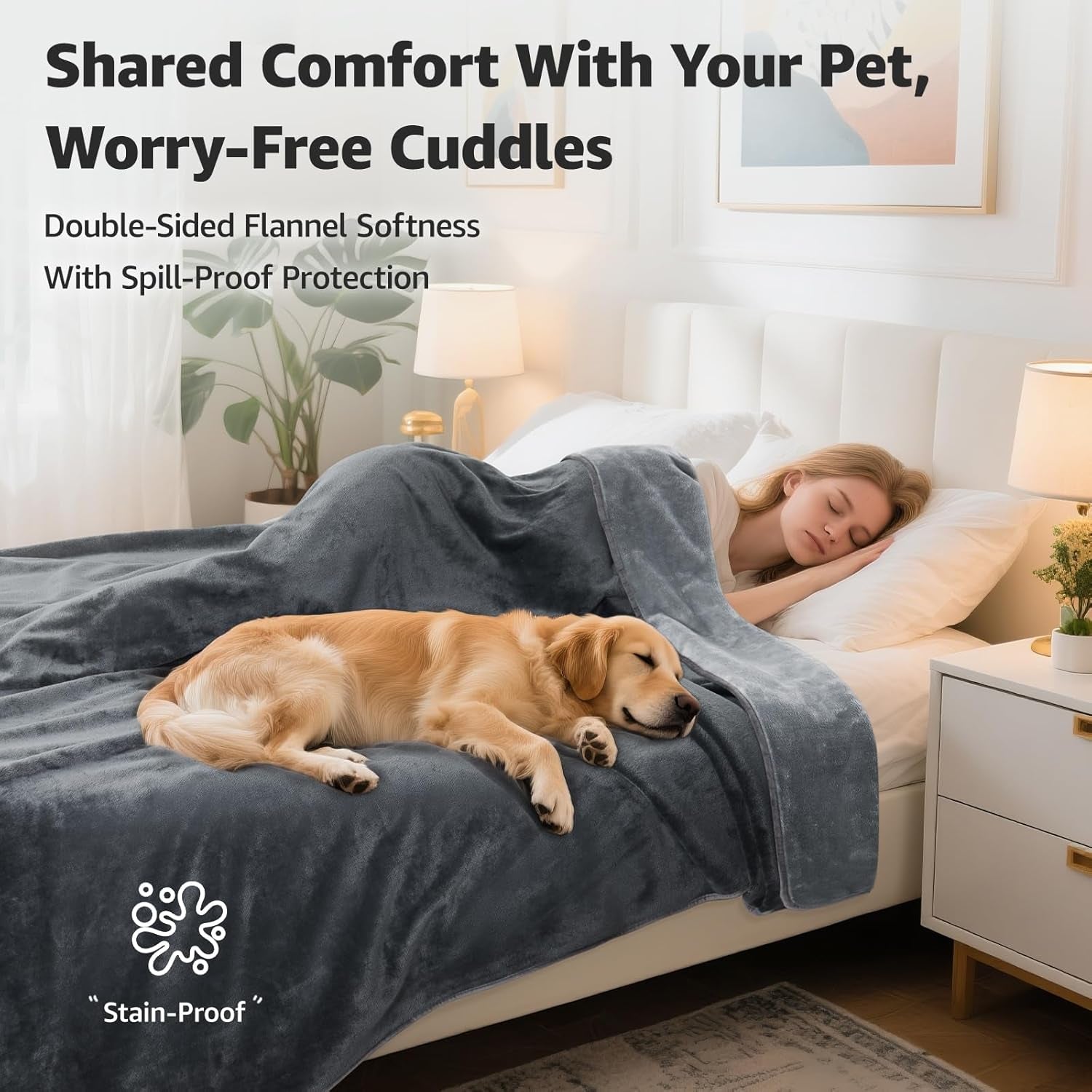 loobani-waterproof-blanket-for-bed-soft-flannel-twin-bed-blanket-60-x-80-dog-pet-blankets-for-large-dogs-reversible-spill-proof-throw-for-couch-cover-movie-time-camping-travel-noise-free-grey