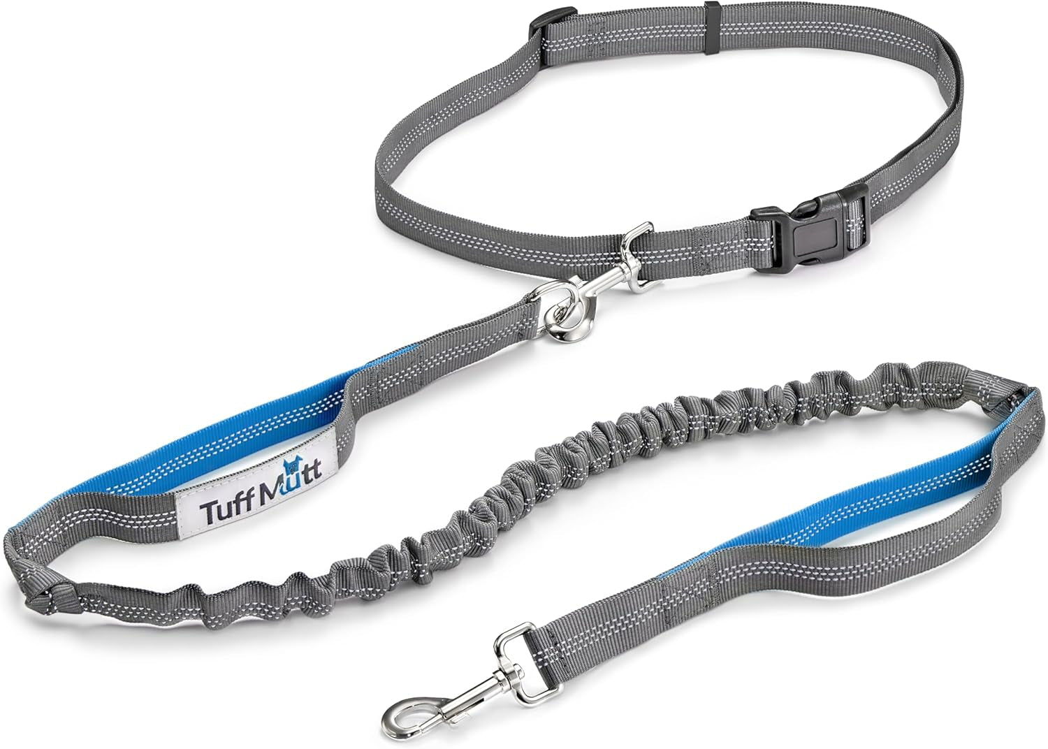 tuff-mutt-hands-free-dog-leash-for-walking-running-hiking-waist-leash-with-bungee-adjustable-belt-reflective-double-handle-design-for-large-medium-dogs