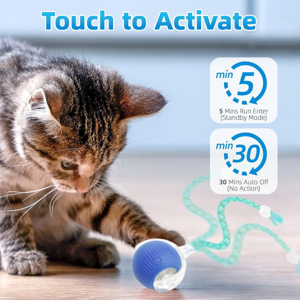 Interactive Cat Toys for Indoor Cats, Automatic Kitten Toys for Bored Indoor Adult Cats, Smart Kitten Rolling Ball Moving Balls Toy, Rechargeable Dog Cat Ball for Enrichment Exercise (Red+Blue)4