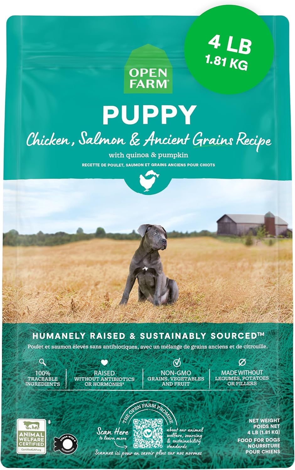 open-farm-ancient-grains-dry-puppy-food-chicken-salmon-kibble-4lb-bag-all-puppies-all-breed-sizes-protein-rich-nutrient-dense-100-traceable-ingredients-non-gmo-fruits-veggies