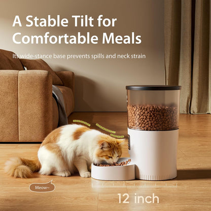 IMIPAW Automatic Cat Feeders, Timed Cat Dry Food Dispenser with Desiccant Bag, Dual Power Supply, Programmable Portion Size, 6 Meals, 20 Portions per Day, Auto Pet Feeder for Cats and Small Dog, White3