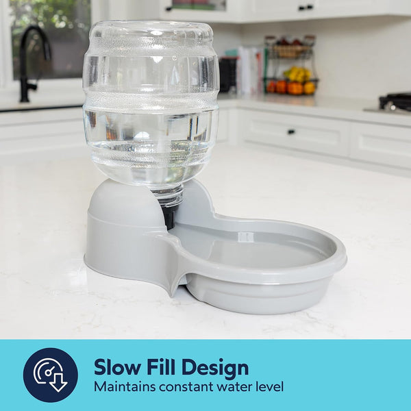 Petmate Aspen Pet Lebistro Water Dispenser for Cats and Dogs, 1 Gal Size | Gravity Fed Reservoir, Reduces Daily Refills, USA Made, Wide Basin, Suits Multiple Pets Sharing One Feeding Area Each Day4