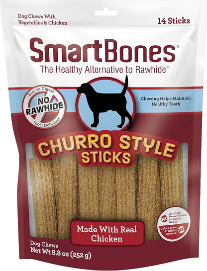 Smartbones Churro-Style Mini Sticks 28 Count, Made with Real Peanut Butter, Rawhide-Free Chews for Dogs, 7.90 Ounce (Pack of 1)7