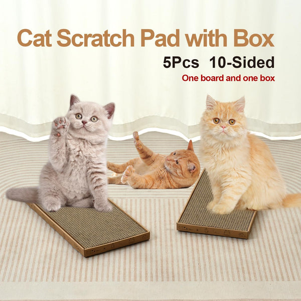 Cat Scratcher Cardboard with Box Durable Corrugate Scratching Kitty Sofa Lounge Bed Reversible Catnip Included for Indoor Cats, Cat Scratching Pad, Cat Post, Double-Sided Design, Large (Box,5Pcs)6