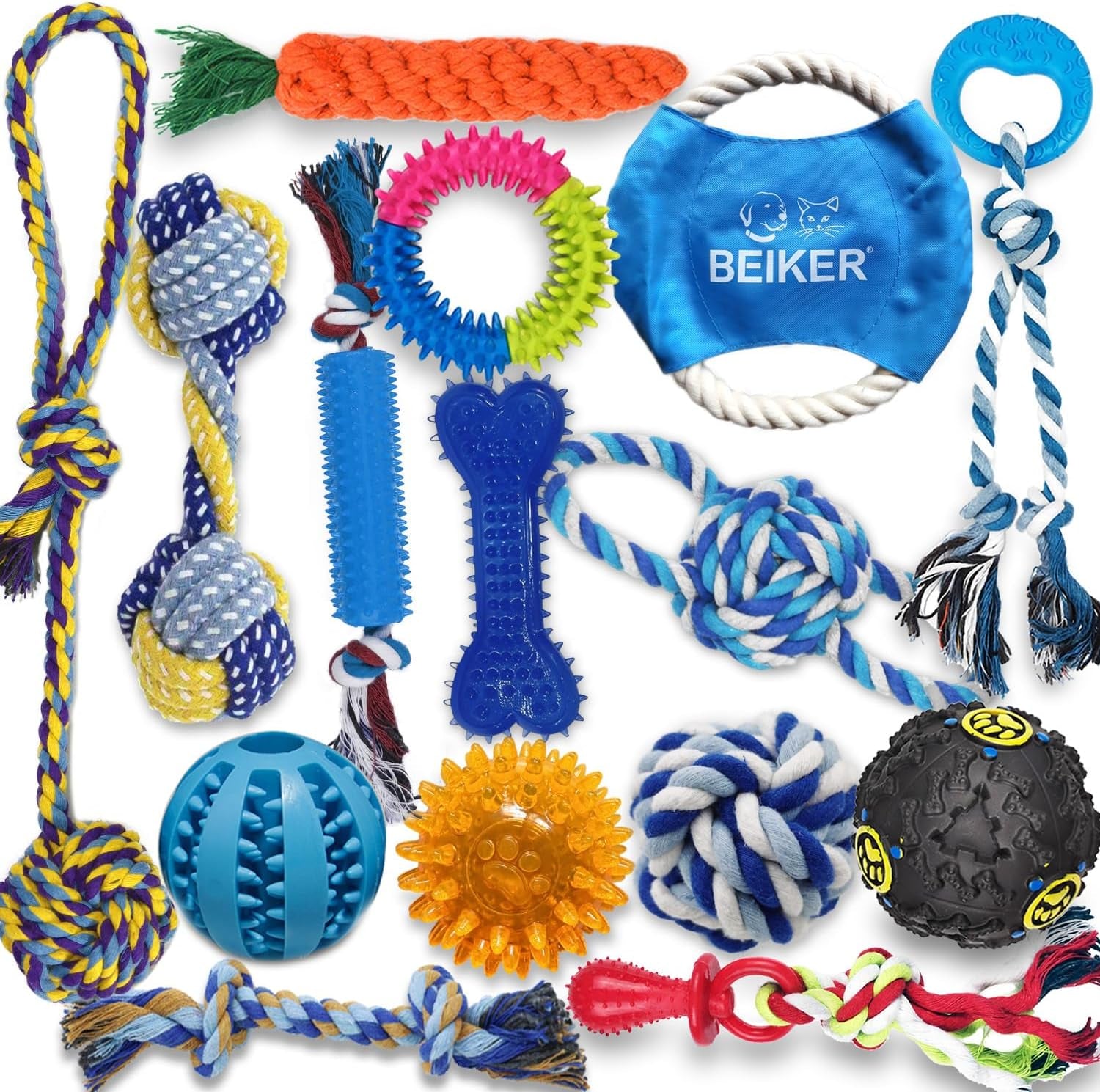 beiker-dog-teething-chew-toys-15-pack-small-medium-breed-puppy-toy-variety-dogs-rope-chew-toys-bundle-for-boredom-pet-interactive-squeaky-treat-dispensing-ball-for-puppies