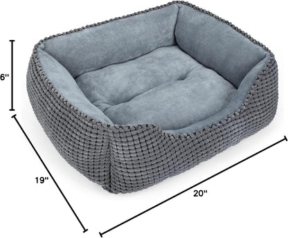 MIXJOY Dog Bed for Large Medium Small Dogs, Rectangle Washable Sleeping Puppy Bed, Soft Calming Cat Beds for Indoor Cats, Orthopedic Pet Sofa Bed, Anti-Slip Bottom with Multiple Size (20'', Grey)8