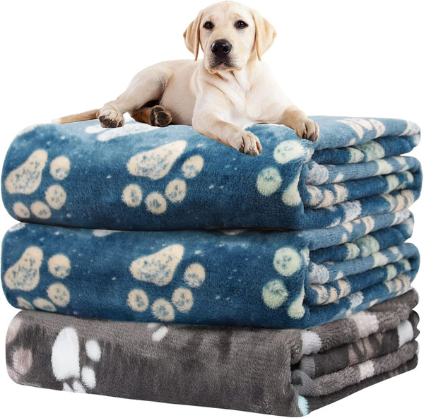 Rezutan Dog Blankets for 3 Pack Large Medium Pet Cat, Soft Fuzzy Washable Blanket, Comfort Flannel Suitable for Dogs Kennels & Beds, Sofas, Furniture, Gifts Puppy Essentials, 41 X 31 Inch, Black10
