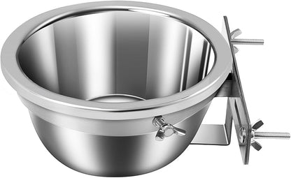 Dog Crate Water Bowl No Spill, Stainless Steel Hanging Large Dog Crate Water Bowls with Metal L-Shaped Feeder for Kennel, S(1100Ml/37Oz)1