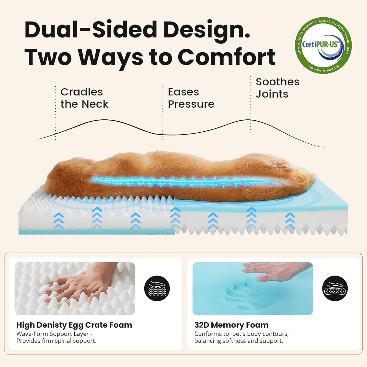 ohgeni-orthopedic-waterproof-large-dog-bed-memory-foam-41-inchgray-machine-washable-removable-cover-in-easy-clean-fabric-reversible-memory-foam-easy-carry-handle-suitable-for-crate