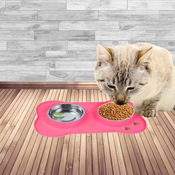 Asfrost Dog Food Bowls Stainless Steel Pet Bowls & Dog Water Bowls with No-Spill and Non-Skid, Feeder Bowls with Dog Bowl Mat for Dogs Cats and Pets-Pink, 24 0Z in Total7