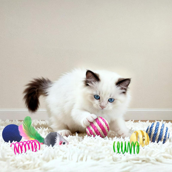 Cat Toys for Indoor Cats, 35 Packs Interactive Cat Toys Set for Kitten | Cat Toy Set with Colorful Spring, Mouse & Bell Ball, Variety Pack for Bored Kittens & Adults Self Play, Cat Toy Bulk6