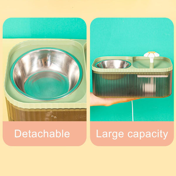 2 in 1 Cat Fountain and Food Bowl, Automatic Pet Water Dispenser, Cat Feeding and Watering Supplies (Filters)8