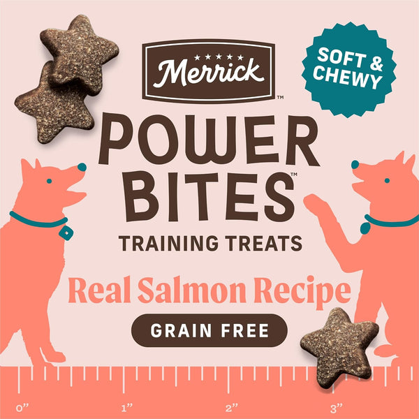 Merrick Power Bites Salmon Recipe Healthy Dog Treats, Real Salmon Grain-Free Dog Snacks, 6 Oz Bag3