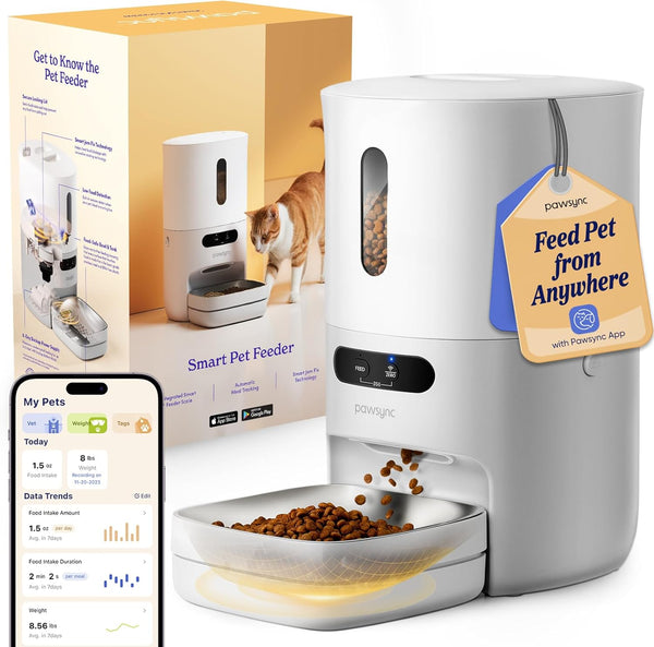 Automatic Cat Feeder, Wifi & Smart Scale, Remote Feeding | Tracks Pet'S Food Intake, 3.6L Timed Food Dispenser, up to 10 Meals per Day, Dual Power Supply, Stainless Steel Bowl1