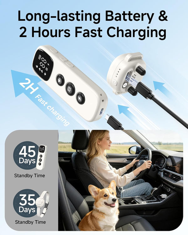 Shock Collar for Small Dogs 5-30Lbs -IPX8 Waterproof,White | 4200FT Dog Training Collar with Remote,Rechargeable Electric Collar with 3 Modes, Security Lock7