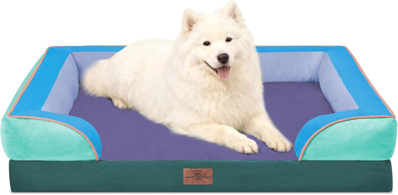 comfort-expression-orthopedic-dog-bed-for-extra-large-dogs-with-bolster-waterproof-dog-couch-bed-with-washable-cover-non-slip-bottom-supportive-egg-crate-foam-xl-pet-bed-42x30-inch
