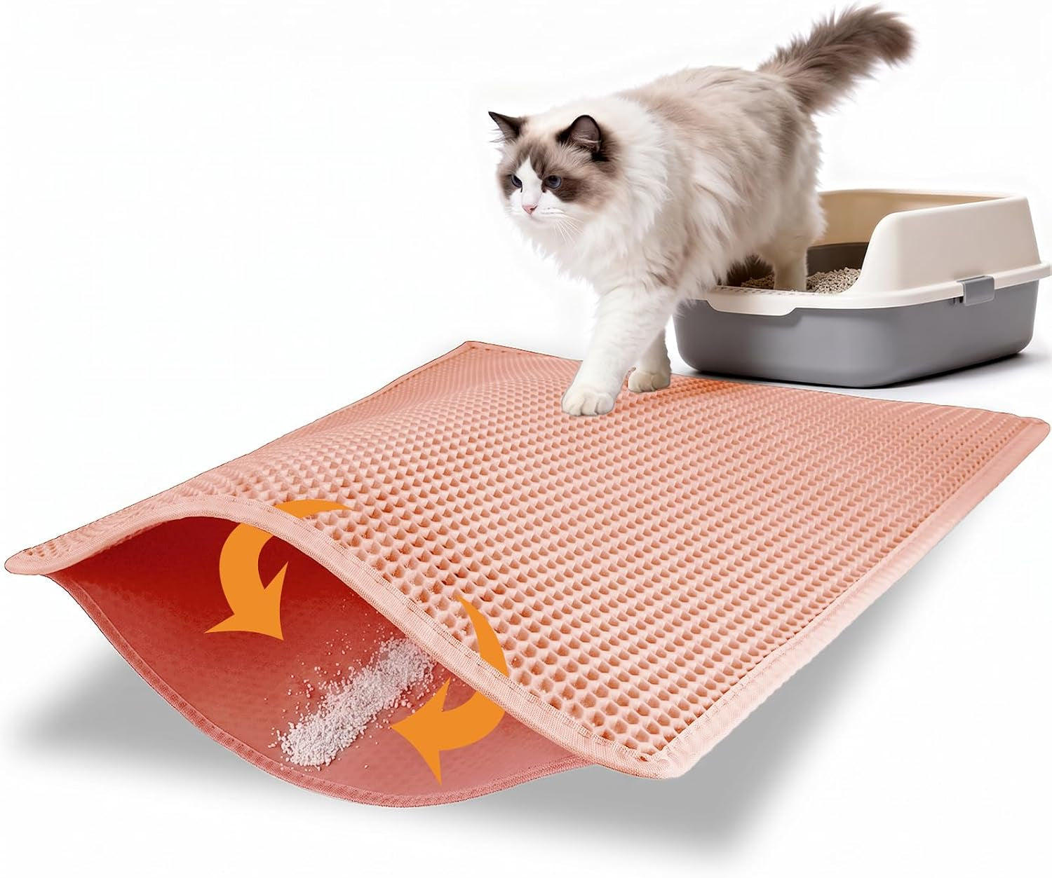pieviev-cat-litter-mat-double-layer-waterproof-urine-proof-trapping-mat-1-pack-gray-24x15-inch-pack-of-1-honeycomb-design-catches-scattered-particles-to-stop-tracking-urineproof-base-protects-floors-easy-to-clean
