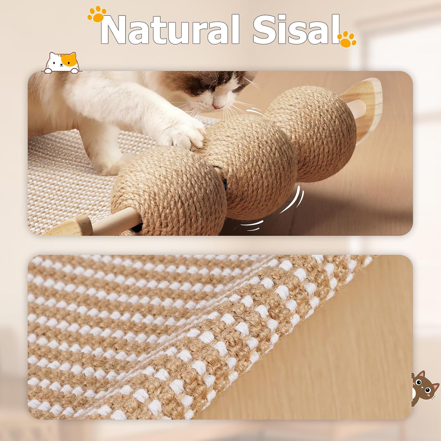 3-in-1-sisal-cat-scratcher-bed-solid-pine-cat-scratcher-with-balls-natural-extra-large-cat-scratching-post-with-hammock-cat-scratcher-for-scratch-play-rest-cat-furniture-for-indoor-cats-kitten