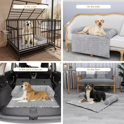 Orthopedic Dog Bed Mat for Large Dogs, Washable Sofa Protector Pet Bed with 3-Sided Bolster, Shredded Memory Foam & Plush Support, Non-Slip Bottom for Medium & Small Dogs (Grey)7