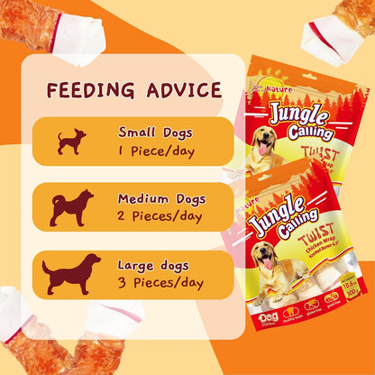 Jungle Calling Chicken Wrapped Rawhide Knot Bones, Long Lasting Dog Chews | 6.5 Inch Rawhide Bones for Medium & Large Dogs, High Protein Beefhide Training Dog Treats, Teeth Cleaning, 10.6 Oz7