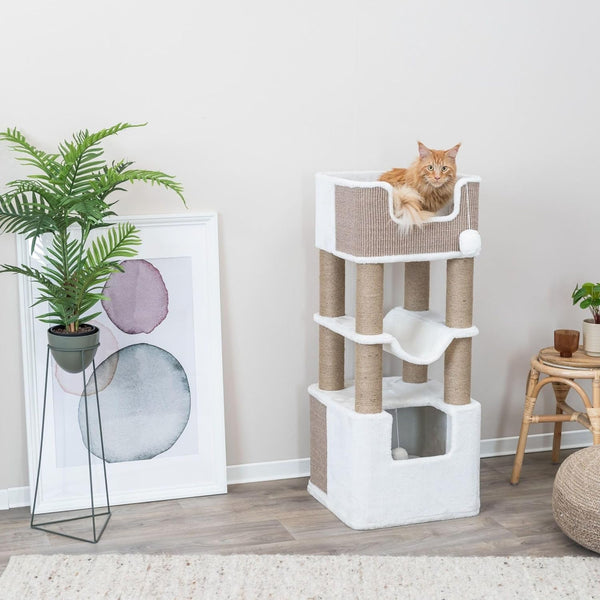 Trixie Lucano 43.3-In XXL Cat Tree, Indoor Cat Furniture with Jute Scratching Posts, Sisal and Plush Covered Condo, Dangling Interactive Toys, Brown3