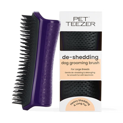 Pet Teezer De-Shedding Dog Brush for Long Hair Breeds, Large, Blue & Pink | Dog Grooming Tool with Patented Two-Tier Teeth Reaches the Undercoat for Thick, Double-Coated Dogs & Wet or Dry Fur9