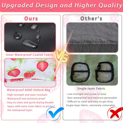 DZWLKJ Guinea Pig Hay Feeder, 2 Pack, 11 X 9 X 1 Inches, Rabbit Hay Feeder Bag, Stainless Steel, 600D Oxford, Watermelon and Strawberry2