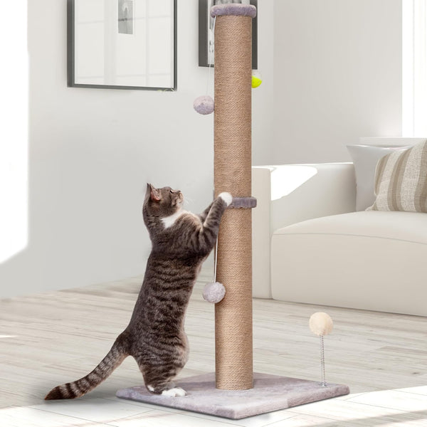 Tall Cat Scratching Post 36 Inch Large Cat Scratch Post for Indoor Cats with Durable Natural Sisal Rope Scratcher Post Tree Kitten Interactive Toy-Gray1