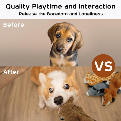 Nocciola Dog Squeaky Toys, 5 PCS Crinkle Plush Dog Toys, No Stuffing Dog Toys for Small Medium Large Dogs, Stuffless Puppy Toys for Boredom2