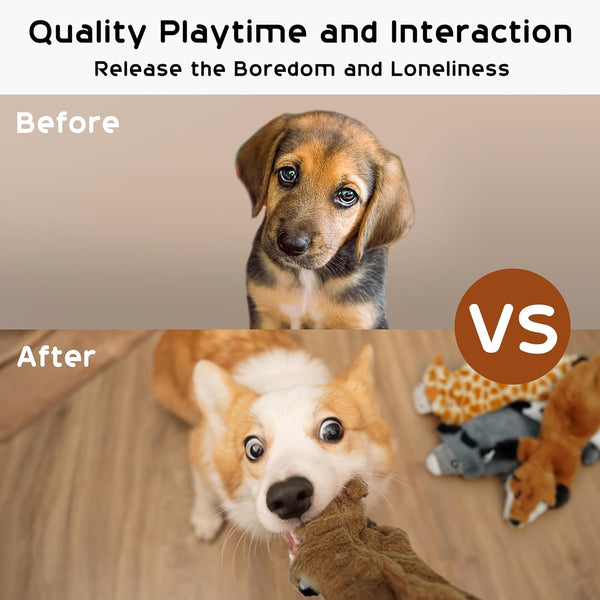 Nocciola Dog Squeaky Toys, 5 PCS Crinkle Plush Dog Toys, No Stuffing Dog Toys for Small Medium Large Dogs, Stuffless Puppy Toys for Boredom2