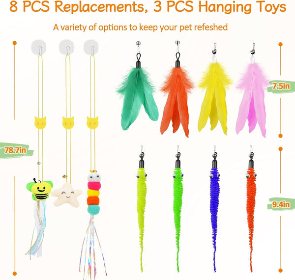 Cat Wand Toy, Interactive Kitten Feather Toys Self Play, Cat Teaser for Indoor Cats Reusable Suction Cup Toys for Indoor Cats Kittens Play Exercise7