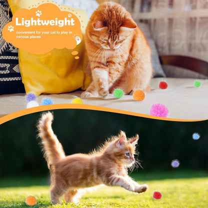DF DUALFERV 60 Pcs Cat Pom Pom Balls, Interactive Cat Toys, Sparkle Balls for Cats, Extra Large and Fuzzy for Exercise and Entertainment, Multicolor, 1.5 Inch6