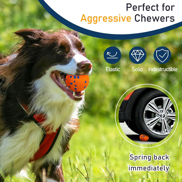 6 Pcs Dog Balls Tennis Ball for Aggressive Chewers Indestructible Dog Teething Chew Toys for Large Medium Small and Puppies, More Biting-Proof Atom.3