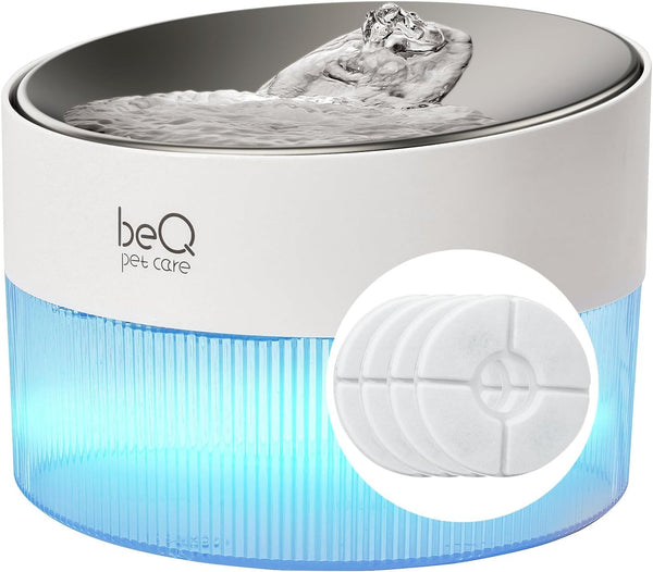 Beq Cat Water Fountain,2.5L/84Oz inside Ultra-Quiet Stainless Steel Automatic Pet Water Dispenser,Bpa Free,Visible Water Level,With a Large Size Filter,Suitable for Cats & Small Dogs8