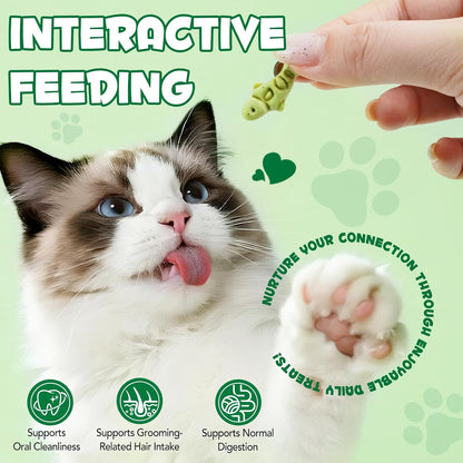 180G/6.4Oz Cat Grass Treats for Hairball Control, Natural Teeth Cleaning & Fresh Breath, Crunchy Catnip Flavored Biscuits with Barley Grass, Cat Training Rewards for All Breeds7