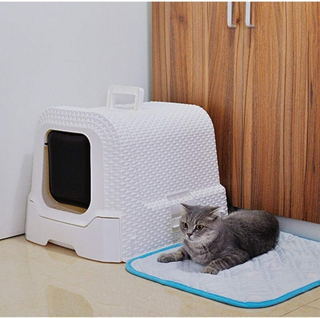 dog-potty-training-toilet-pet-supplies-rattan-style-fully-enclosed-cat-toilet-large-litter-box-potty-closedwhite