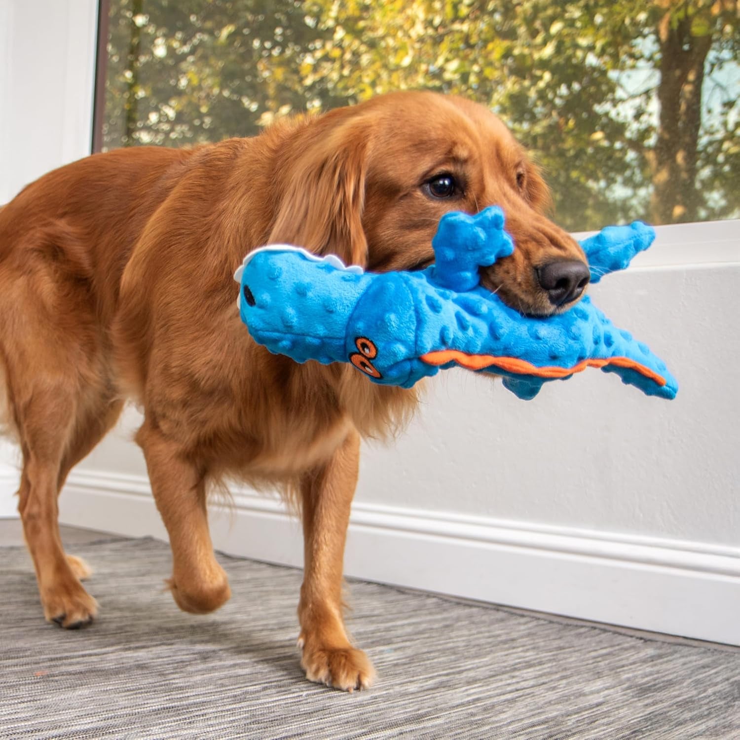 godog-gators-squeaky-plush-dog-toy-with-chew-guard-technology-durable-fabric-squeaker-for-active-play-blue-large