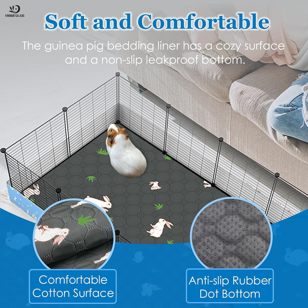 2-Pack Guinea Pig Cage Liner, 24" X 47" Reusable Guinea Pig Bedding Washable Absorbent Pee Pads for Dogs Rabbit Chinchilla Hamster, Leakproof & anti Slip5