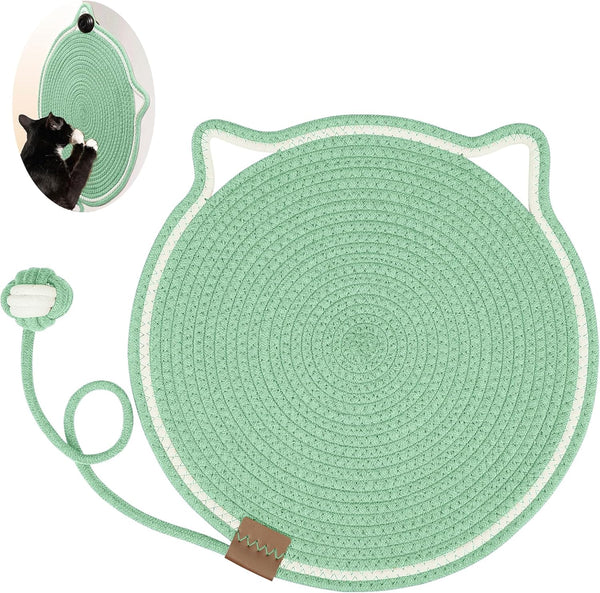 Cat Scratcher Mat, Natural Cotton Rope Cat Scratch Pad, 15.7'' round Horizontal Floor Cat Scratching Pads for Indoor Cats, Cat Furniture Protector for Wall, Couch, Carpets, Sofas8