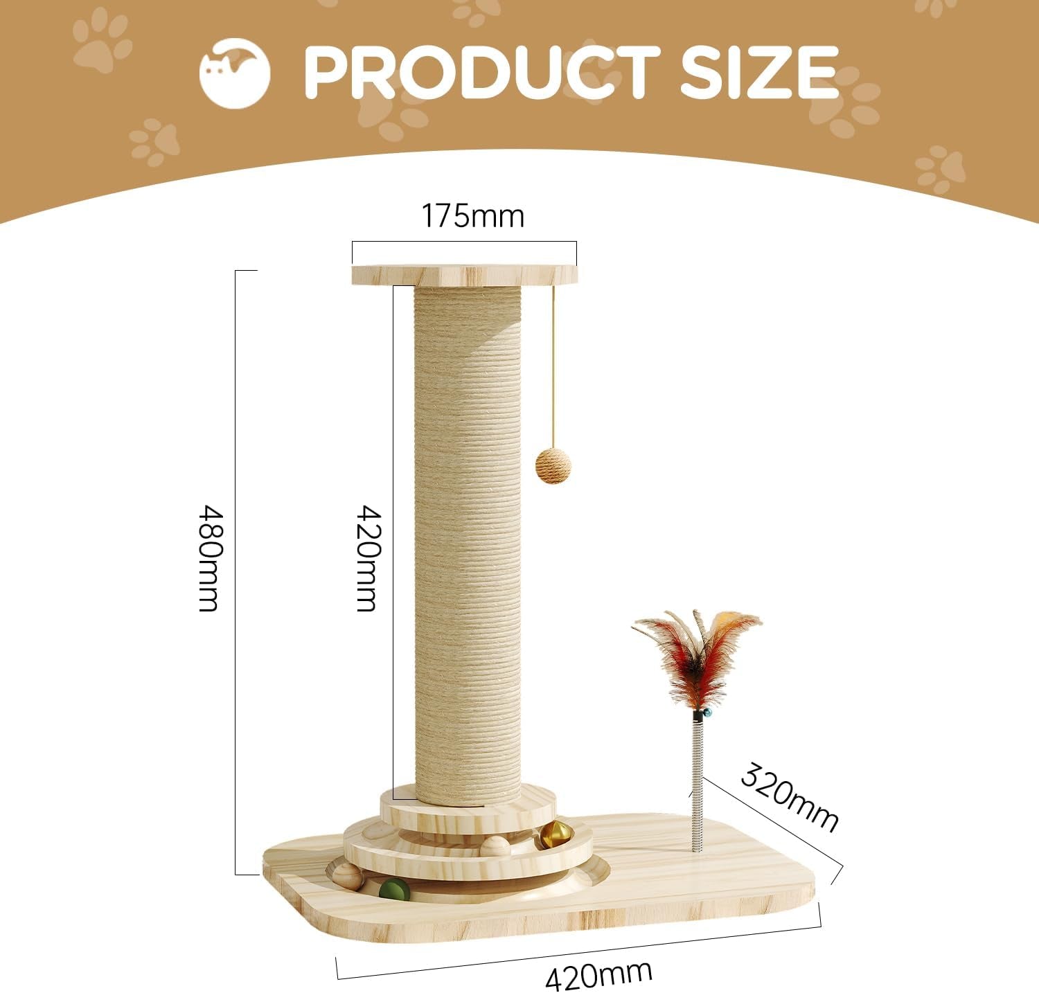 cat-scratching-post-small-scratching-post-with-vertical-scratcher-and-tracking-interactive-ball-for-kittens
