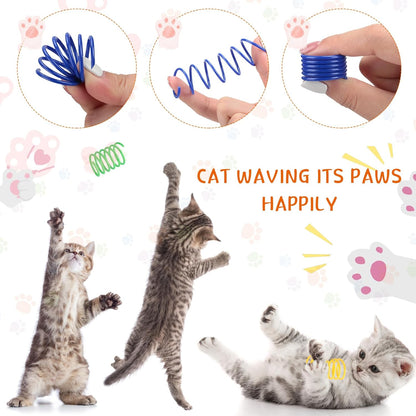 Shappy 150 Pcs Cat Toys for Indoor Cats Bulk, Kitten Toys Pack, Variety Interactive Gift Including Mice Rainbow Balls Spring Crinkle Balls Gift for Kitty Kitten Cat(Classic)4