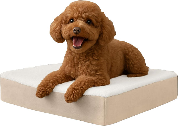 Orthopedic Dog Bed - 2-Layer Memory Foam Crate Mat with Machine Washable Sherpa Cover - 20X15 Pet Bed for Small Dogs up to 20Lbs by PETMAKER (Gray)19